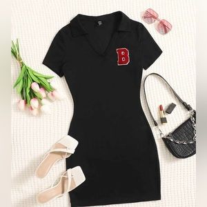 Letter patched detail bodycon Dress